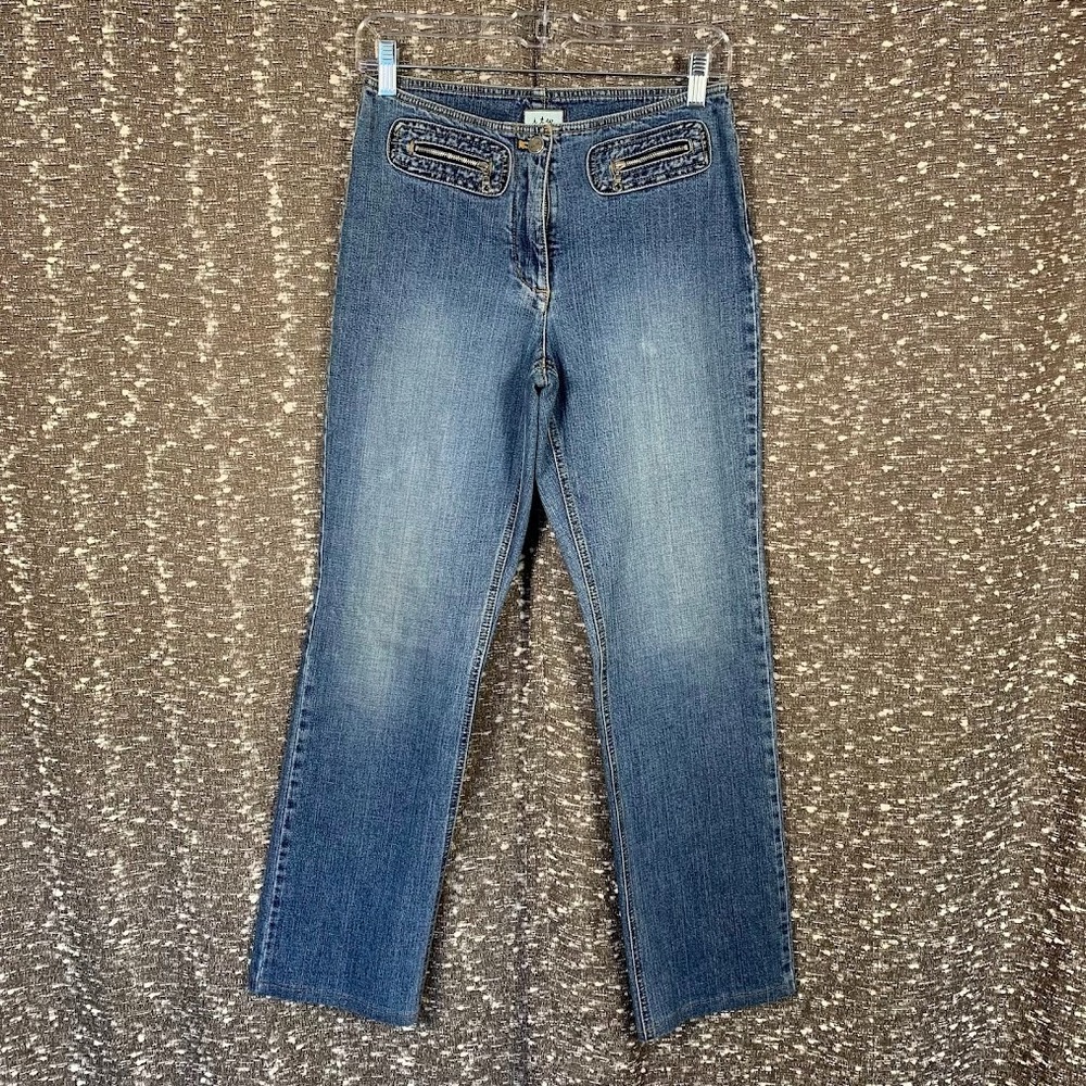 Y2K In The Wash‎ by Claude Brown Denim Jeans Sz 2 Double Zip Front Pockets